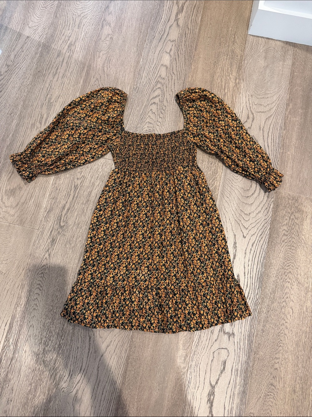 Faithful the Brand Smocked Floral Mini Dress Medium
